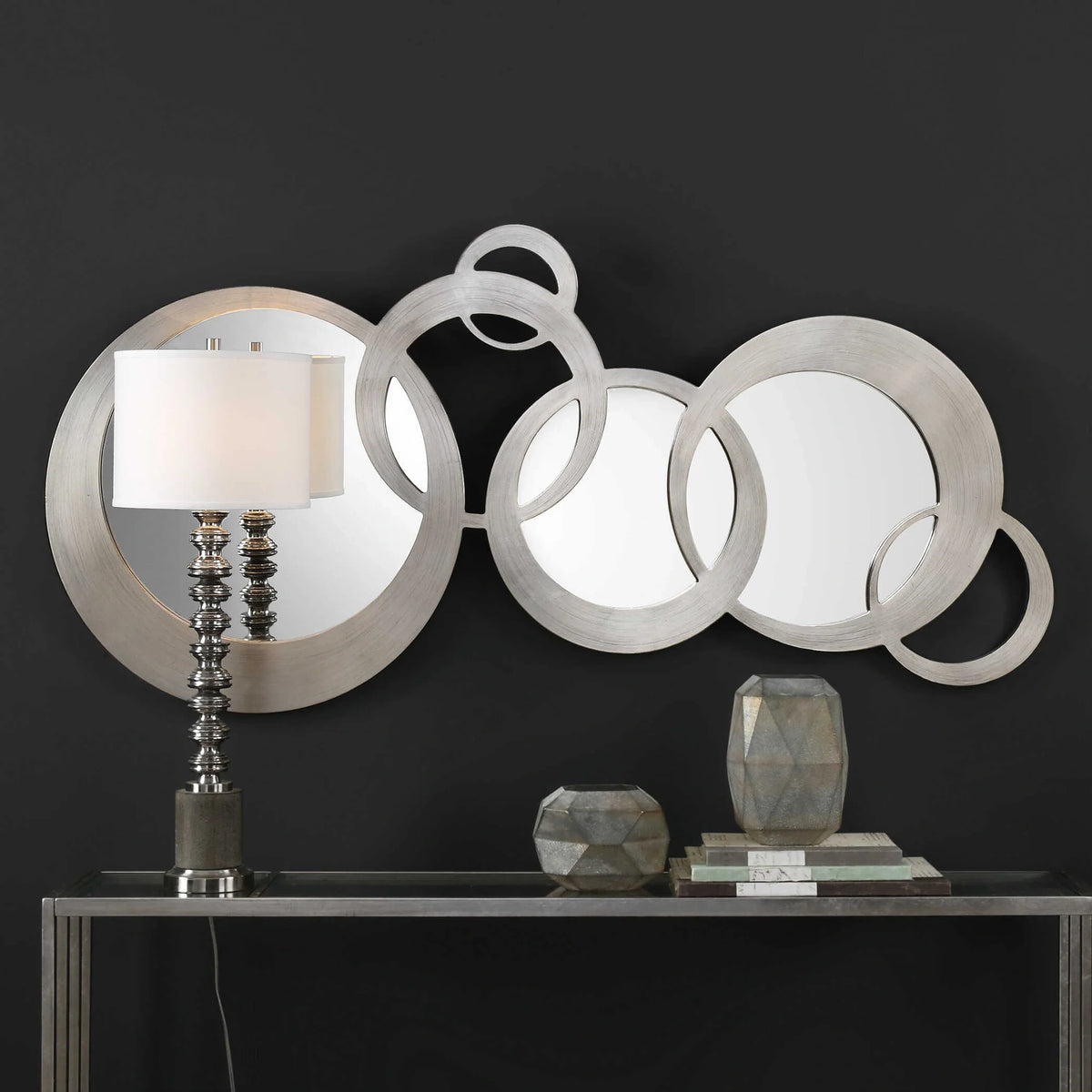 Linked Rings Silver Leaf Mirror