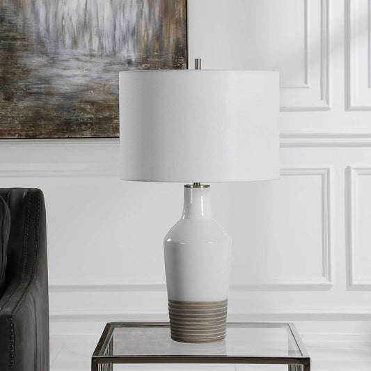 White Crackle Table Lamp