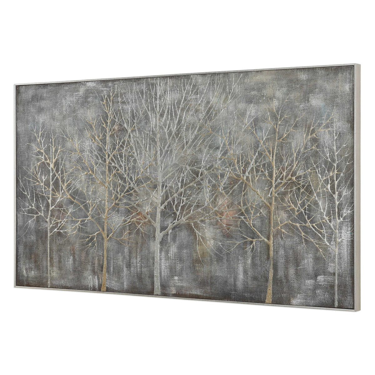 Textured Gray & Gold Landscape Art