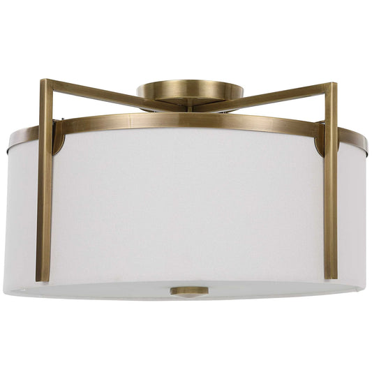 Brass 3 Light Semi Flush