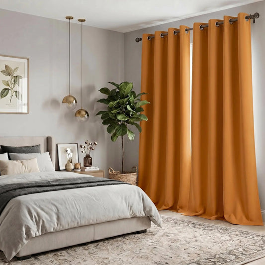 2-Panel Grommet Blackout Curtains - 52"x84" Thermal Insulated Drapes for Light Control and Noise Reduction