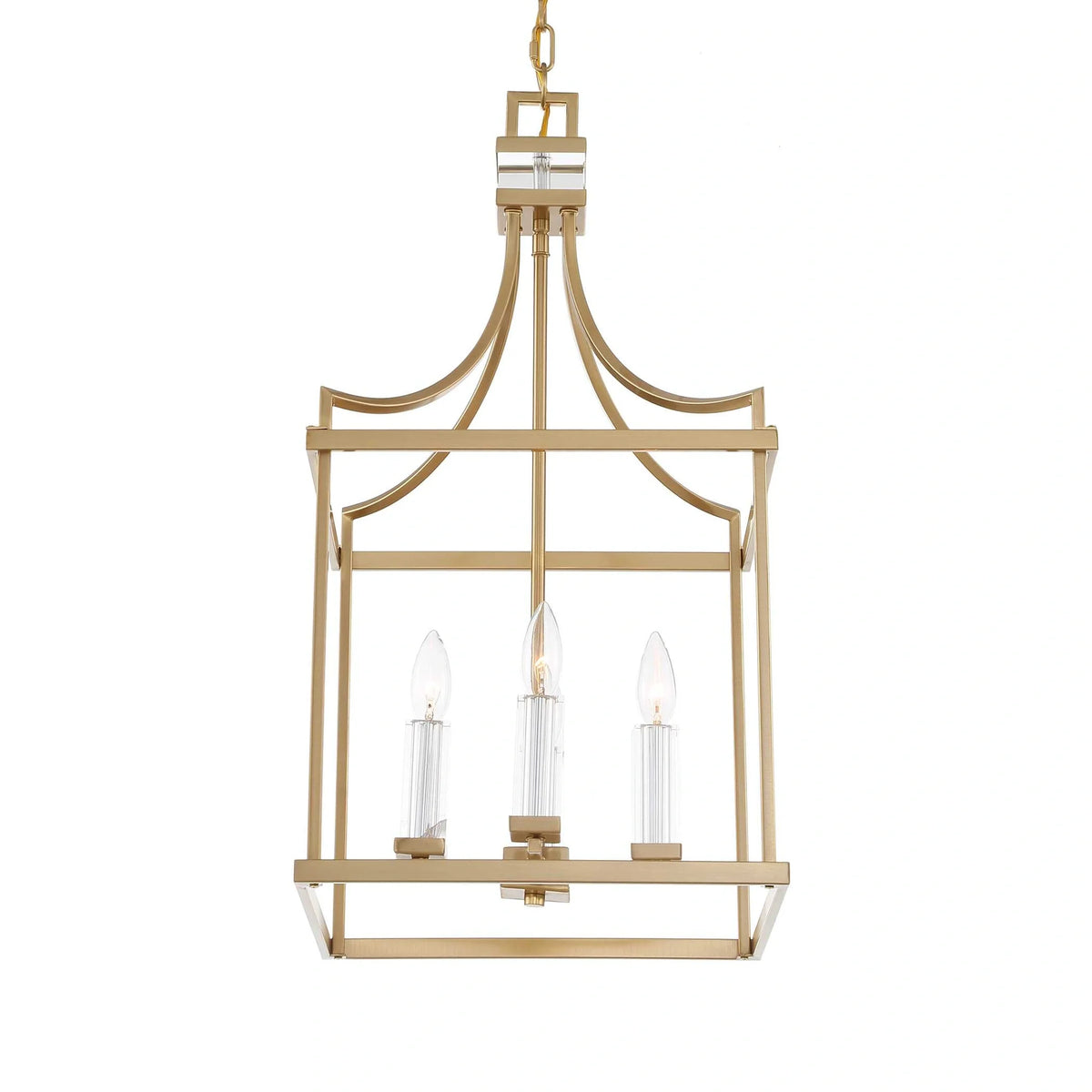 4 Light Brass Lantern Pendant