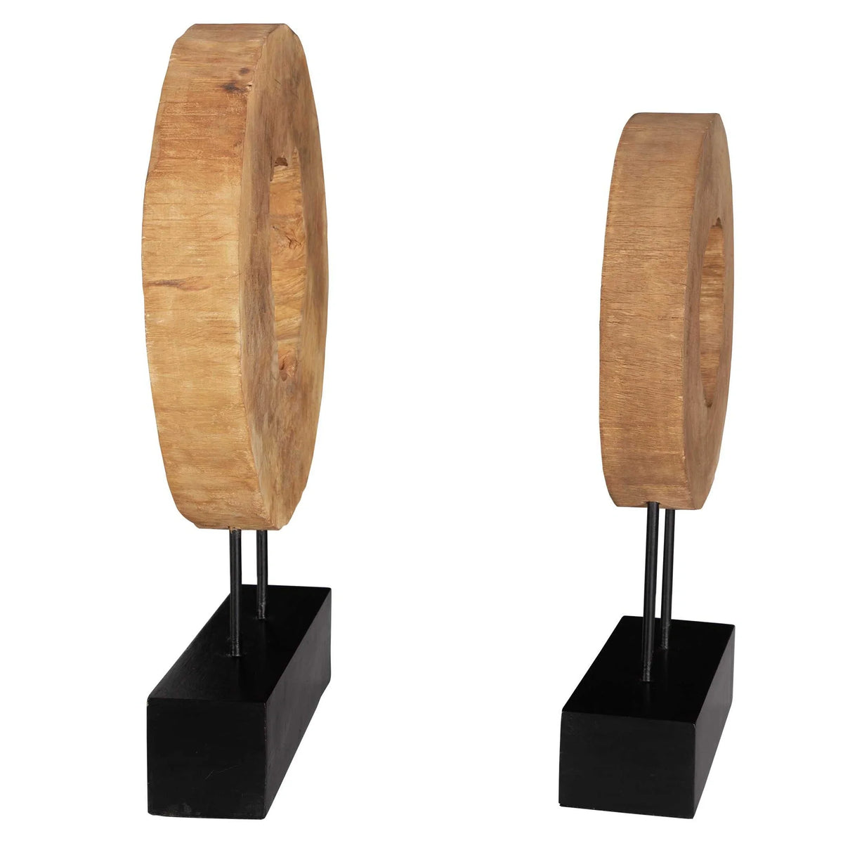 Mango Wood Sculptures, Set of 2