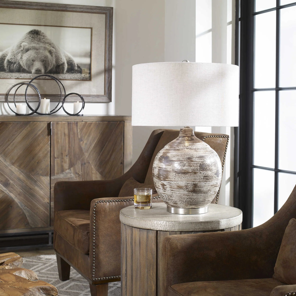 Distressed Ivory Table Lamp