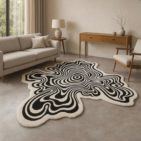 Modern Asymmetrical Luxury Striped Carpet