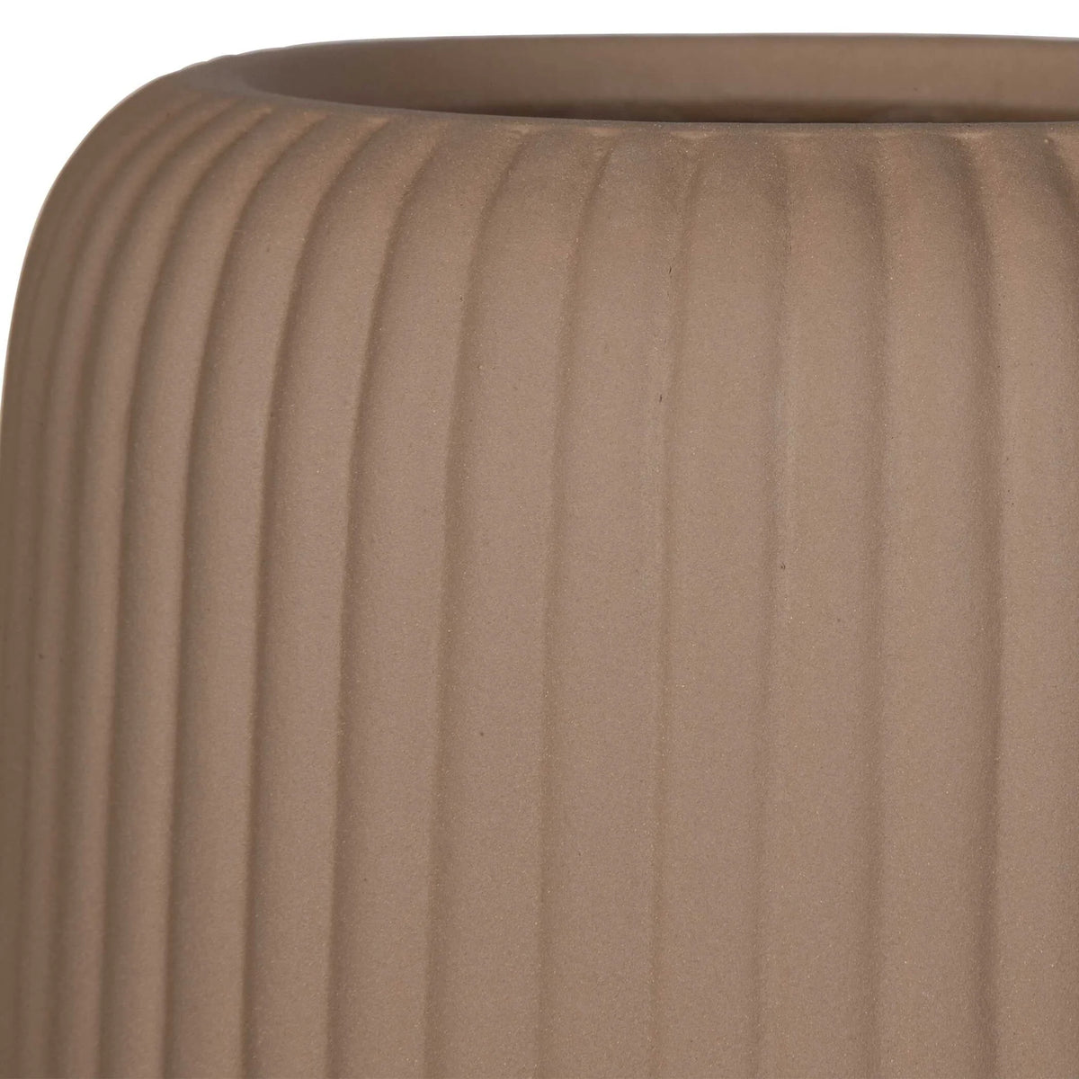 Light Brown Ribbed Vases, Set of 2