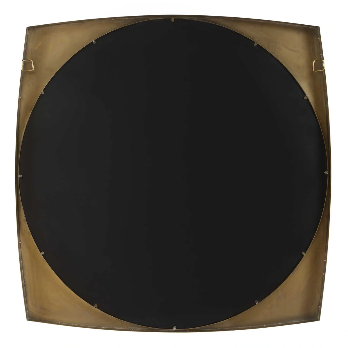 Square Frame Round Brass Mirror