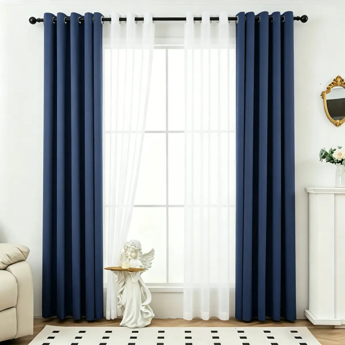 4 Panels Blackout Curtain Set – 2 Blackout Curtains + 2 Semi Sheer Curtains for Style and Light Control in Any Room