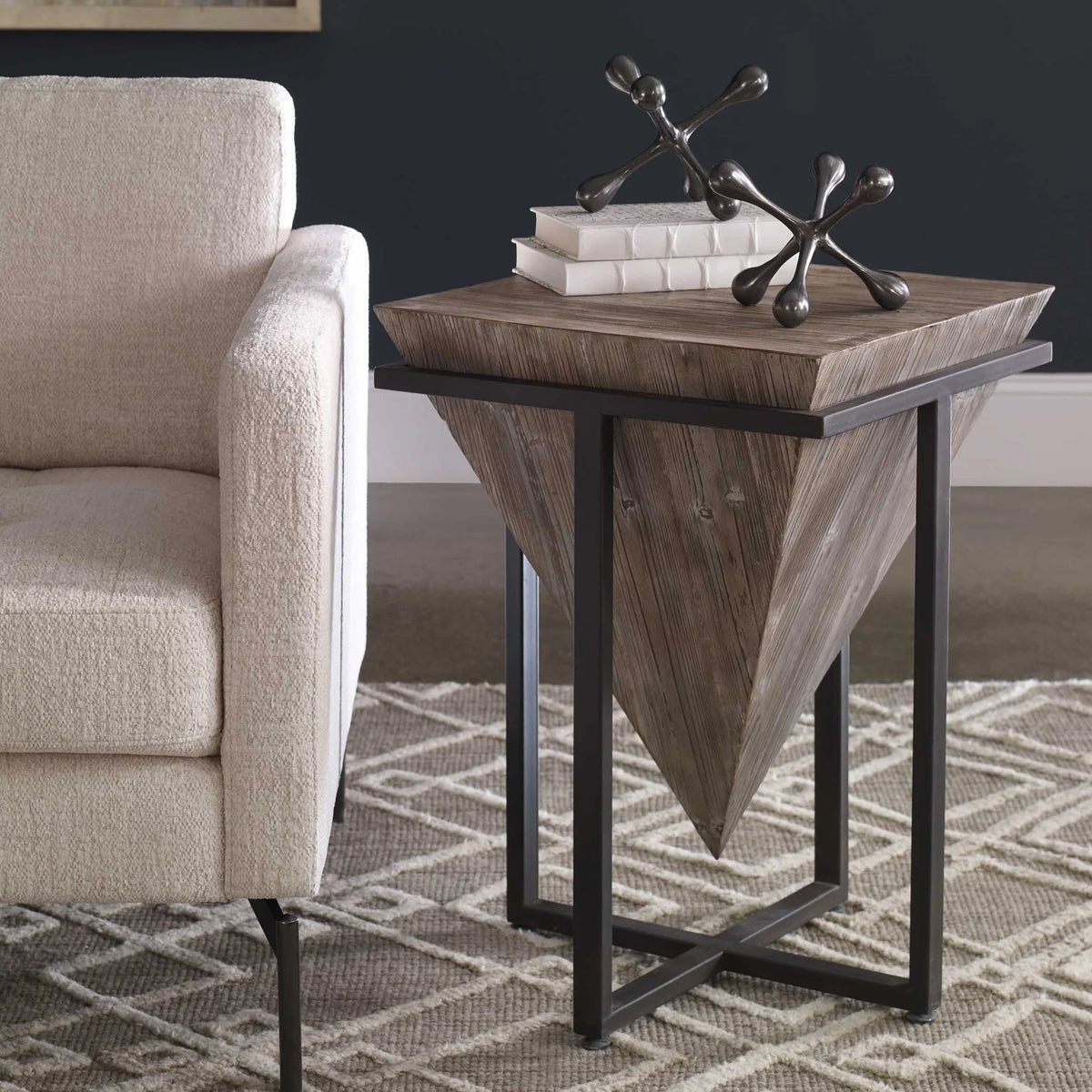 Faux Shagreen Accent Table