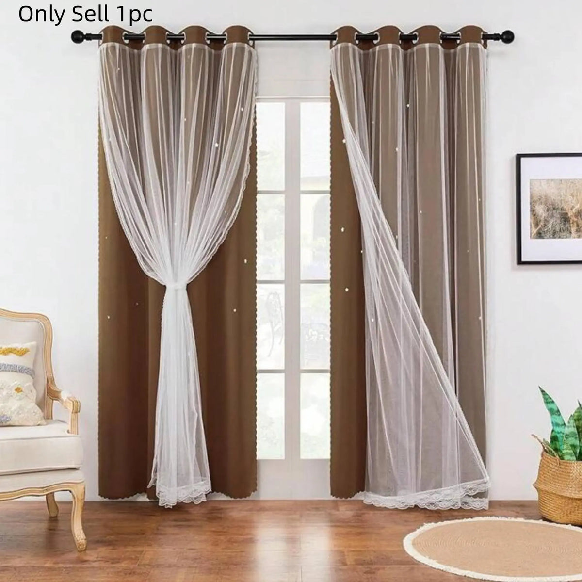 Solid Colour Double Layer Curtains | Light Filtering, Thermal Insulated | Wide Size Range 39" to 118"