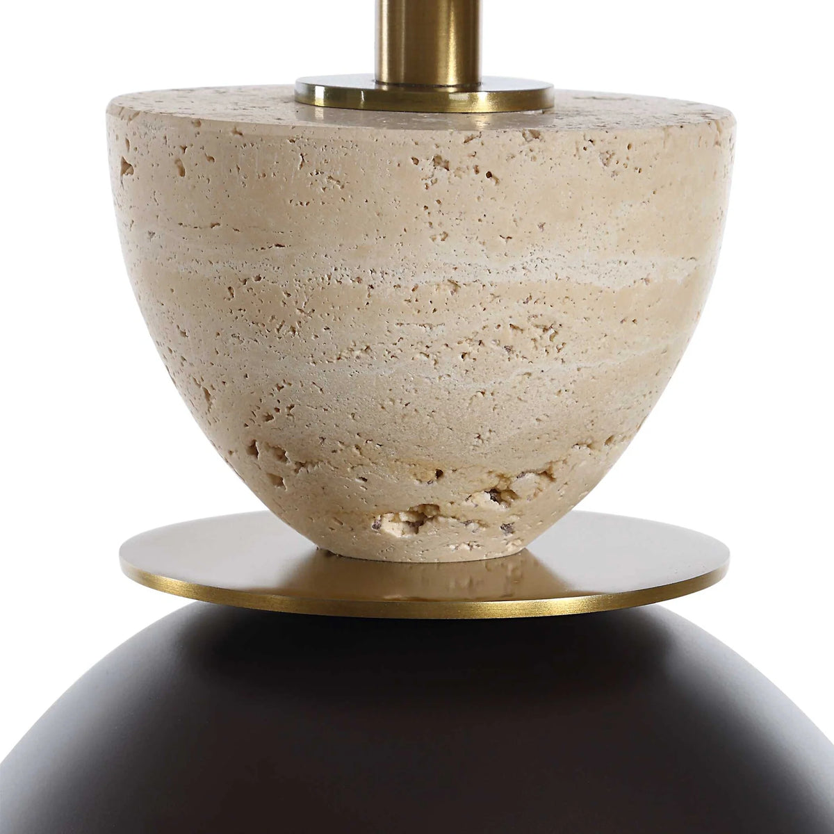 Bronze & Travertine Table Lamp
