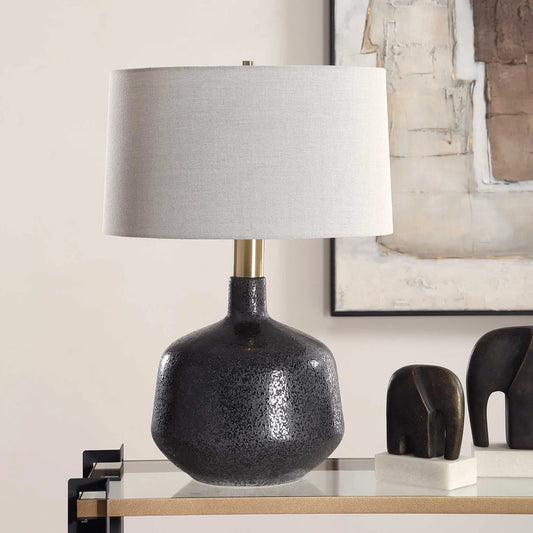 Mottled Black Ceramic Table Lamp
