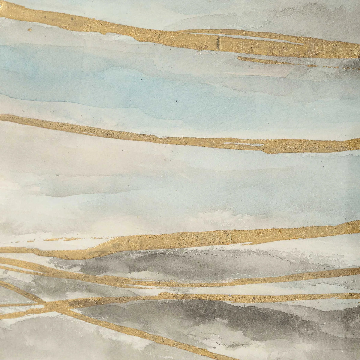 Gold-Accented Abstract Landscape Prints Set/2