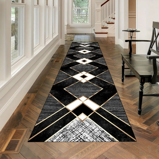 Geometric Pattern Kitchen Mat, Non-Slip Soft Decorative Carpet, Creative Kitchen Carpet, Villa Corridor Long Carpet