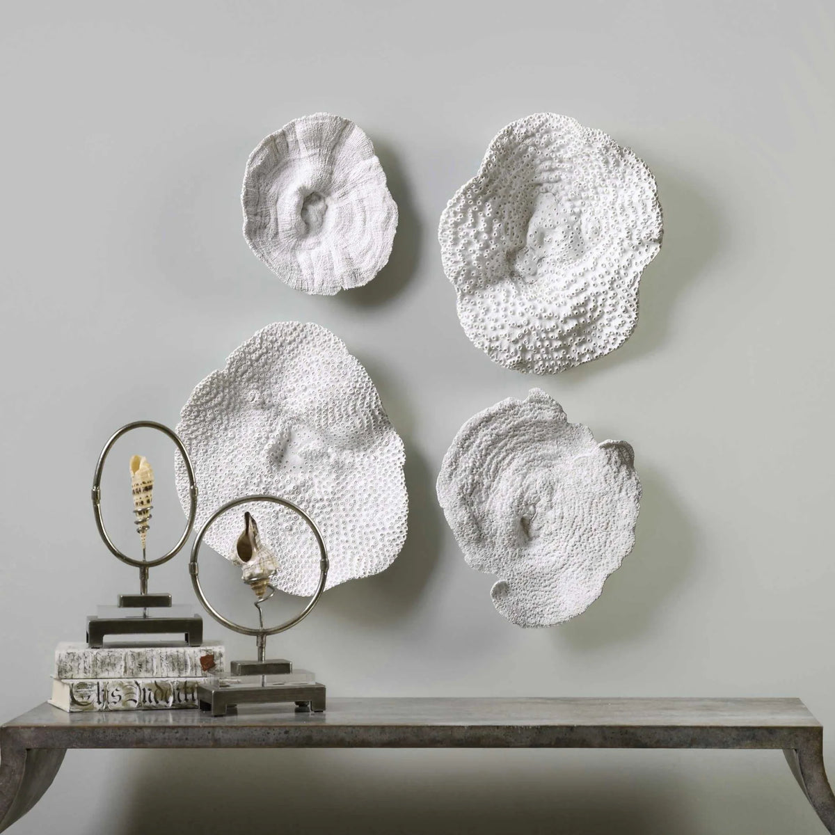Textured Coral Wall Art, Set of 4