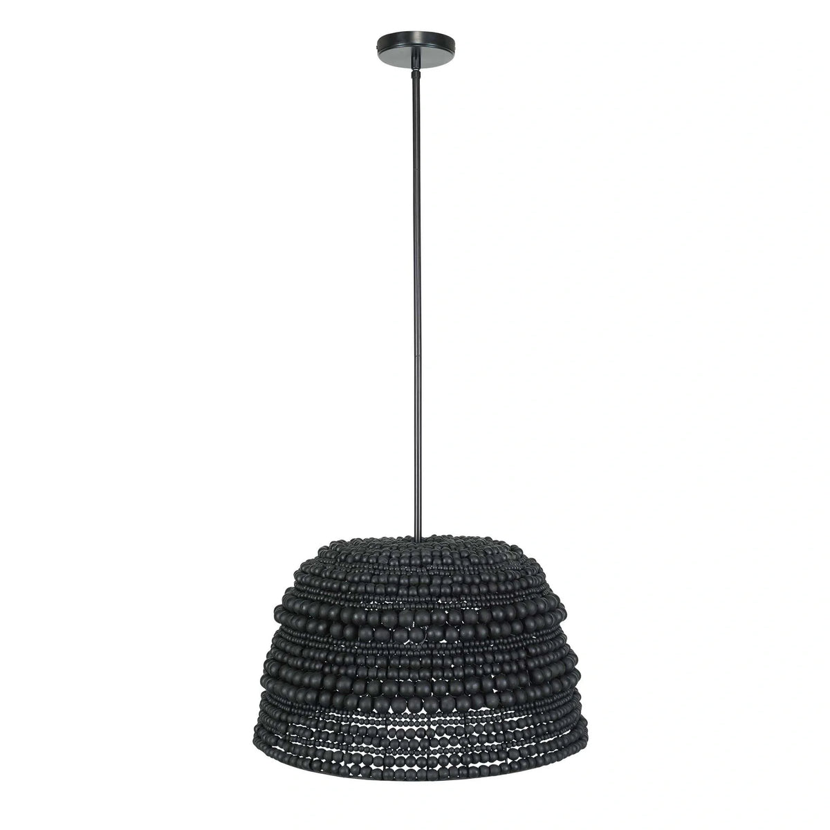 Black Beaded Wood Pendant
