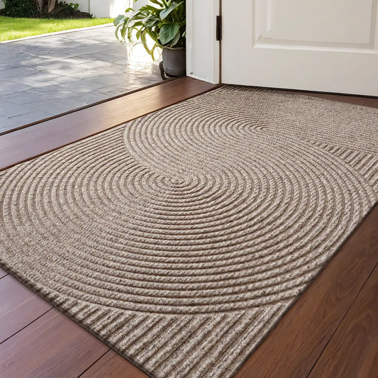 Geometric Star Loop Door Mat 45 × 75cm | Low Profile Non-Slip Entryway Mat in Dark Grey | Fade Resistant