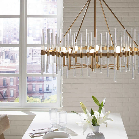 Stick 8 Light Brass Chandelier