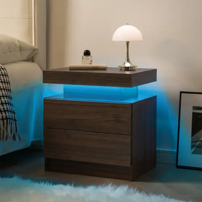 LED Nightstand with 2 Drawers