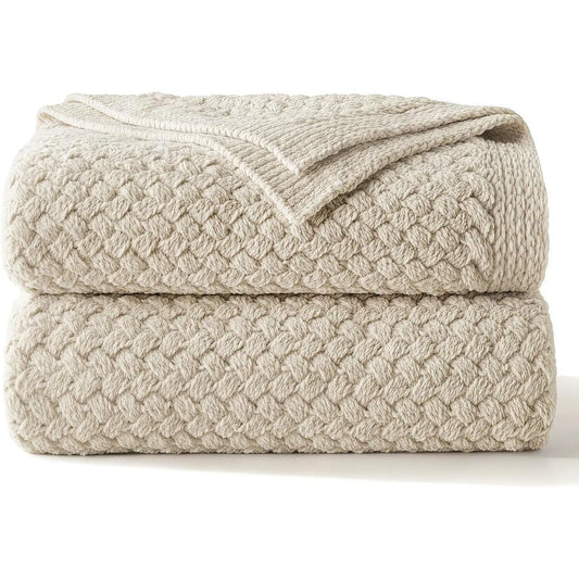 【Backtoschoolday】Whale Flotilla Chunky Chenille Knit Bed Blanket, Lightweight Breathable Summer Basket Woven Decorative Throw
