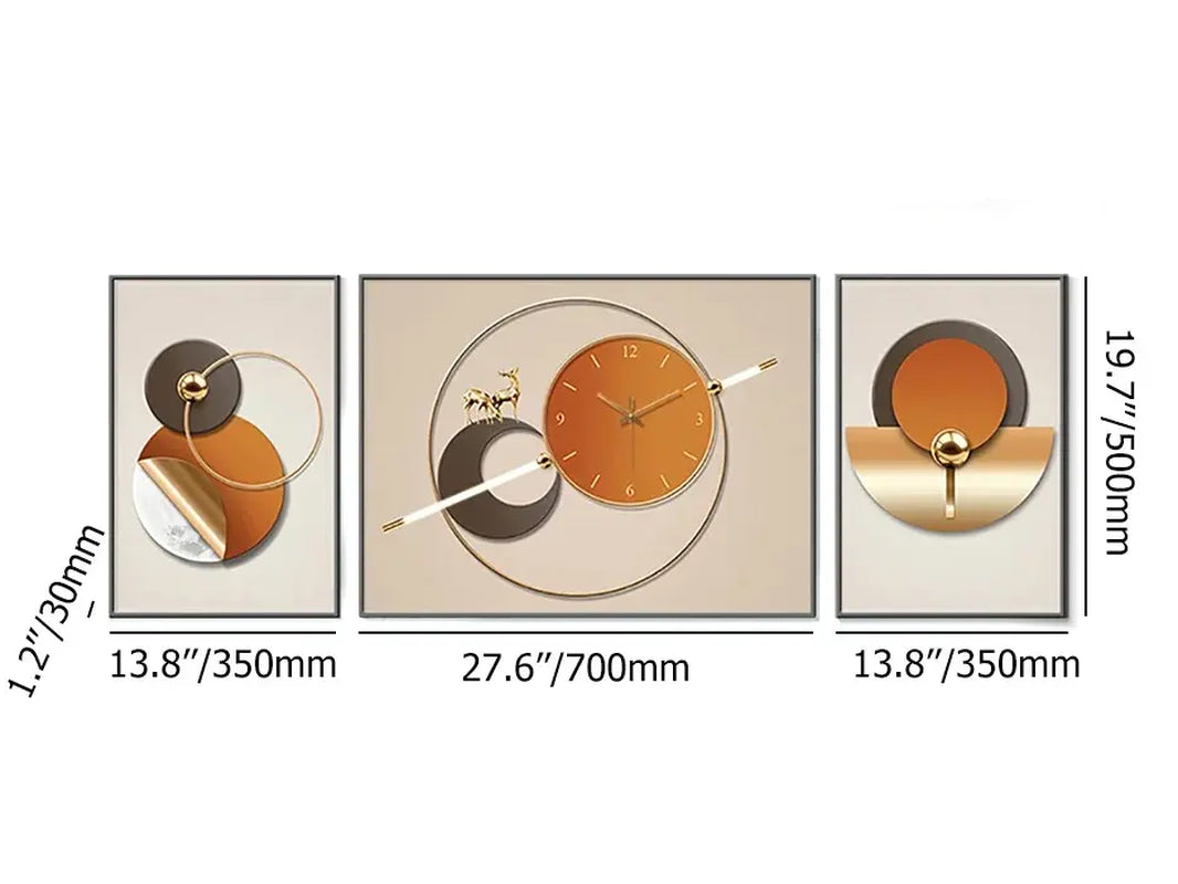 Homary 3-Piece Geometric Pattern Print Wall Clock Set