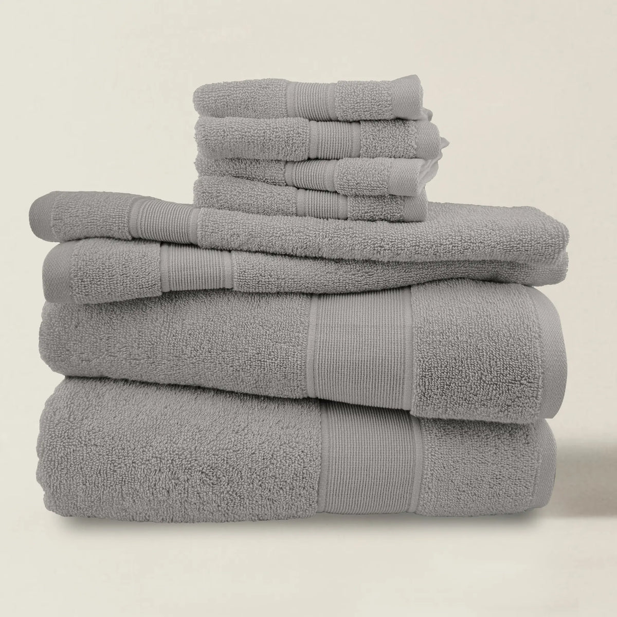 8-Piece Cotton Bath Towel Set | 2 Bath Towels, 2 Hand Towels, 4 Washcloths | Five Colours