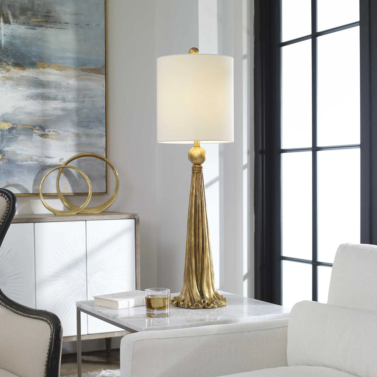 Draped Metallic Gold Table Lamp