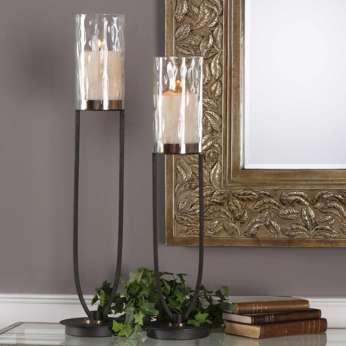 Iron Work Candleholders, Set of 2