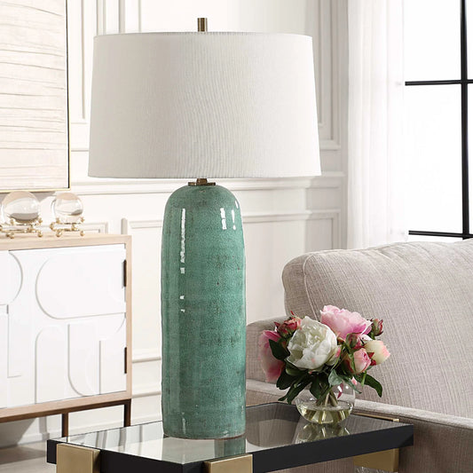 Crackled Teal Table Lamp