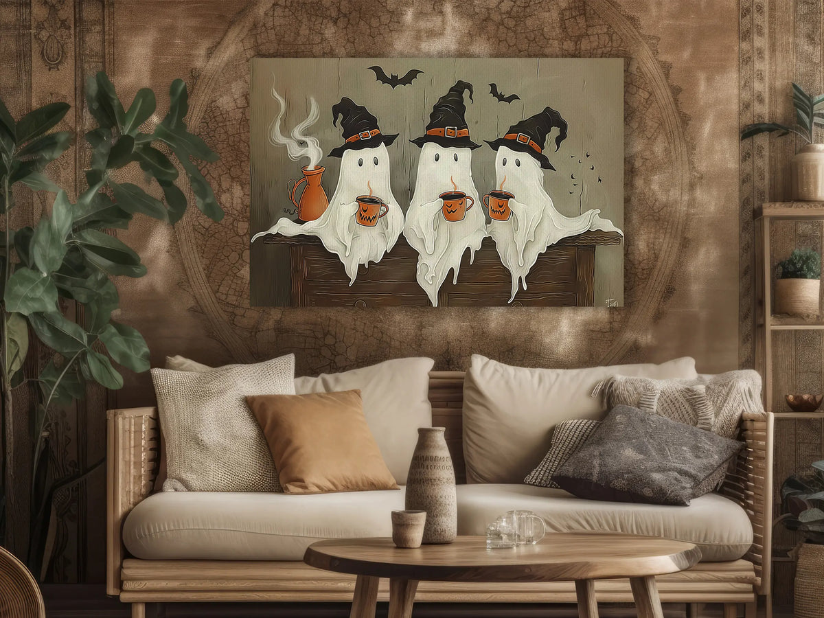 Famcocraft Vintage Three Witchy Ghosts Halloween Canvas Print