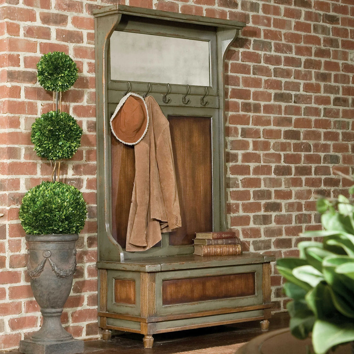 Distressed Mahogany Hall Tree