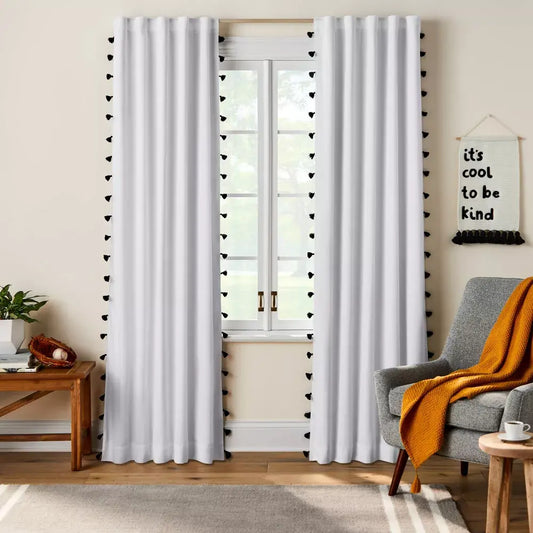 95" Blackout Tassel Curtain Panel by Pillowfort - Functional Sleep Solution