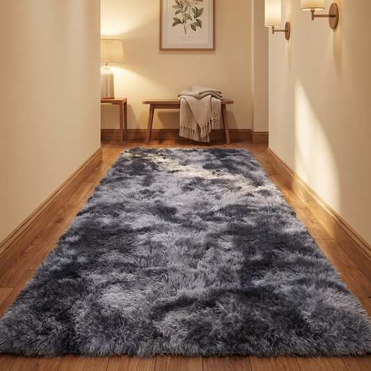 Nordic Long Pile Plush Floor Runner Rug in hallway