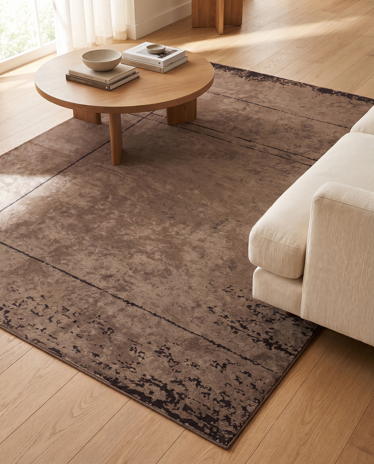 Barber Dark Mink - Black Rug