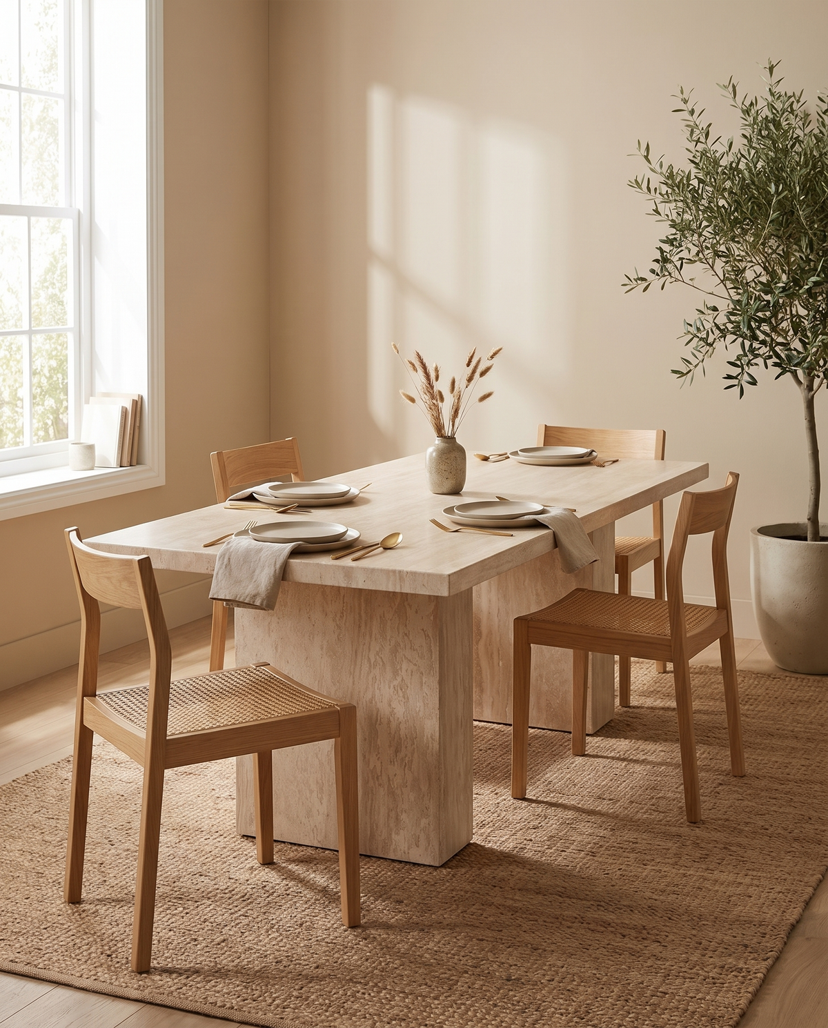 Enzo 98-Inch Travertine Dining Table | FINAL SALE