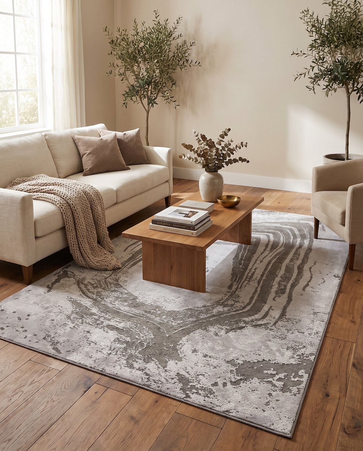 Smoke Khaki - Light Cream Rug