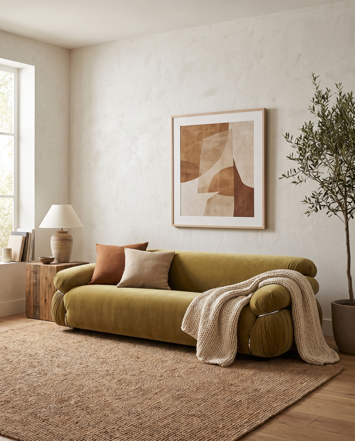 Sesann Three-Seater Sofa in Luxurious Olive Gold Velvet | Final Sale