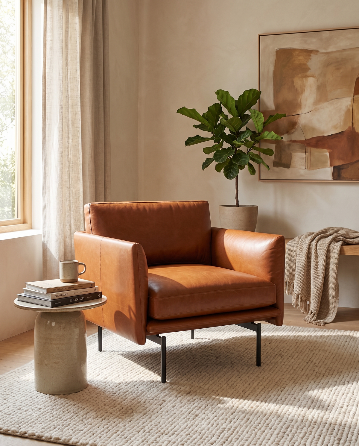 Toriko Lounge Chair – Premium Tan Leather | Final Sale