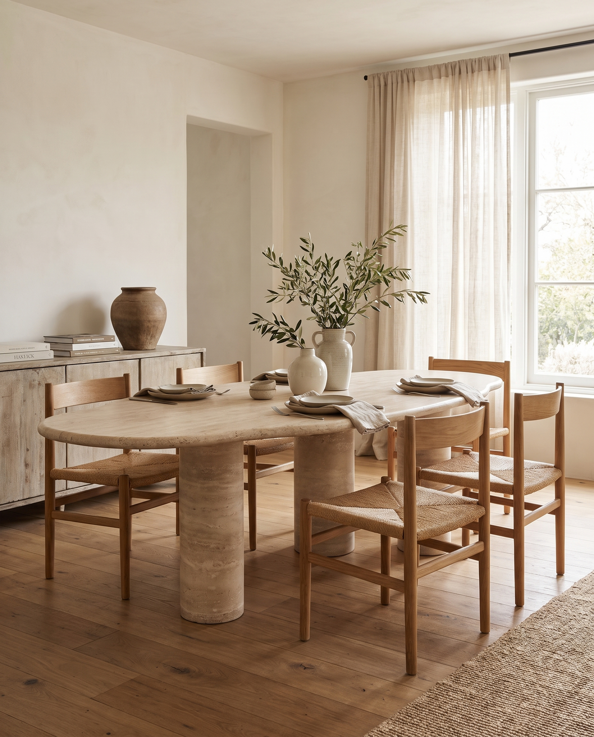 Venti Organic Travertine Dining Table