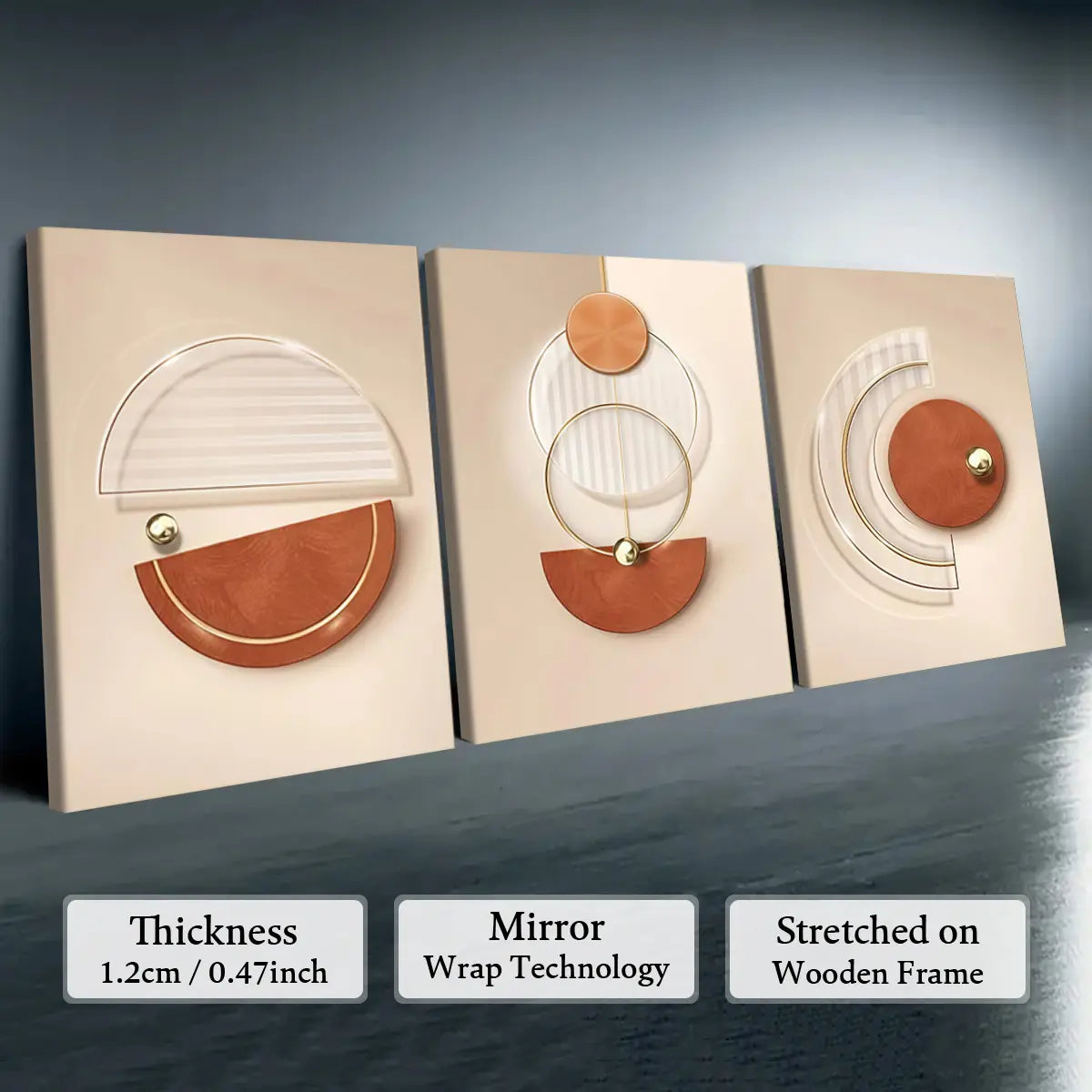 Elevate Your Space with Our 3-Piece Wooden-Frame Canvas Print Set – Stunning Geometric Pattern for Modern Home Decor!