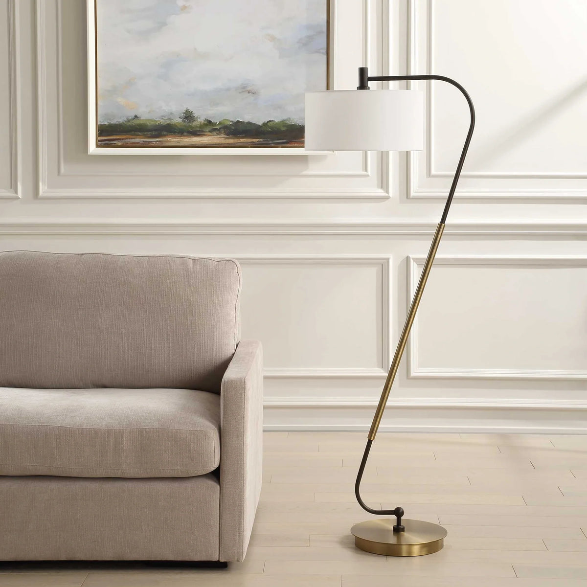 Curved Brass Floor Lamp
