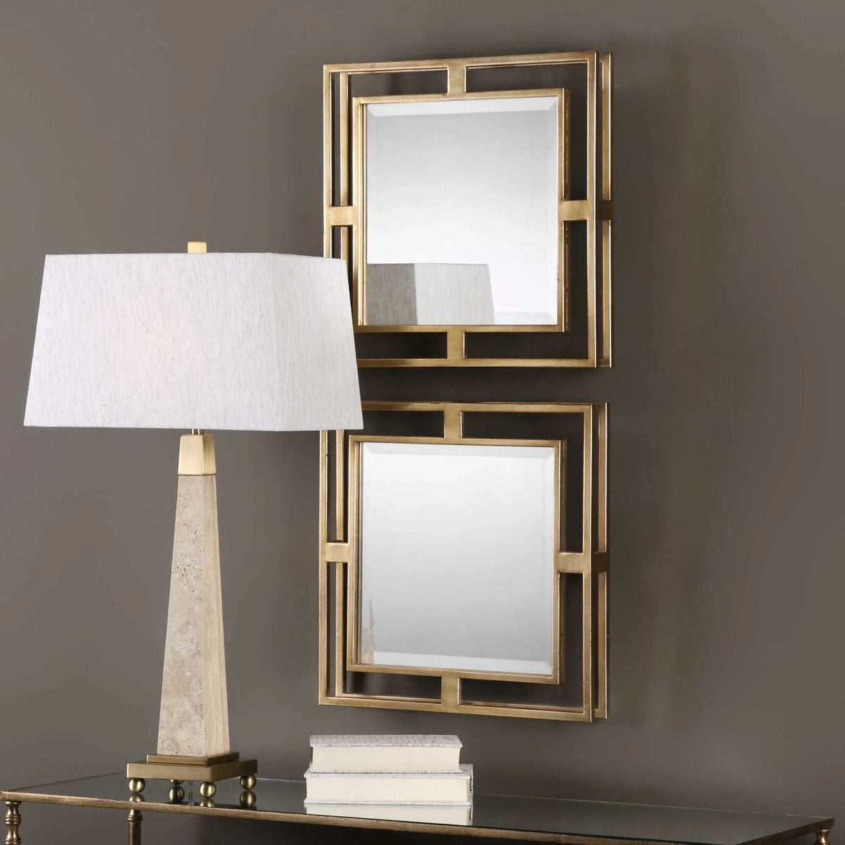 Gold Square Mirrors Set/2
