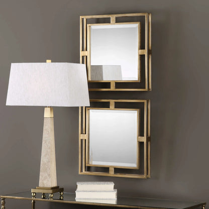 Gold Square Mirrors Set/2