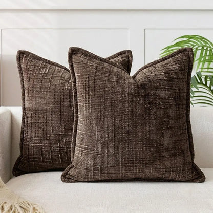 Elevate Your Home Decor with Our 18x18 Soft Chenille Cushion Covers - 2-Piece Set in Rustic Style, Perfect for Any Living Space!