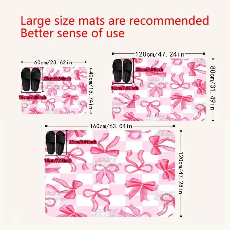 Bow Pattern Square Floor Mat - Non-Slip, Washable Area Rug for Living Room and Bedroom
