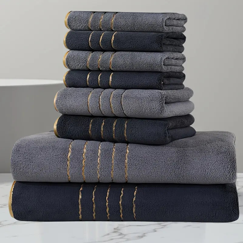 8-Piece Bathroom Towel Set - 2 Bath Towels, 2 Hand Towels, 4 Washcloths for Softness and Absorbency
