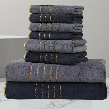 8-Piece Bathroom Towel Set - 2 Bath Towels, 2 Hand Towels, 4 Washcloths for Softness and Absorbency