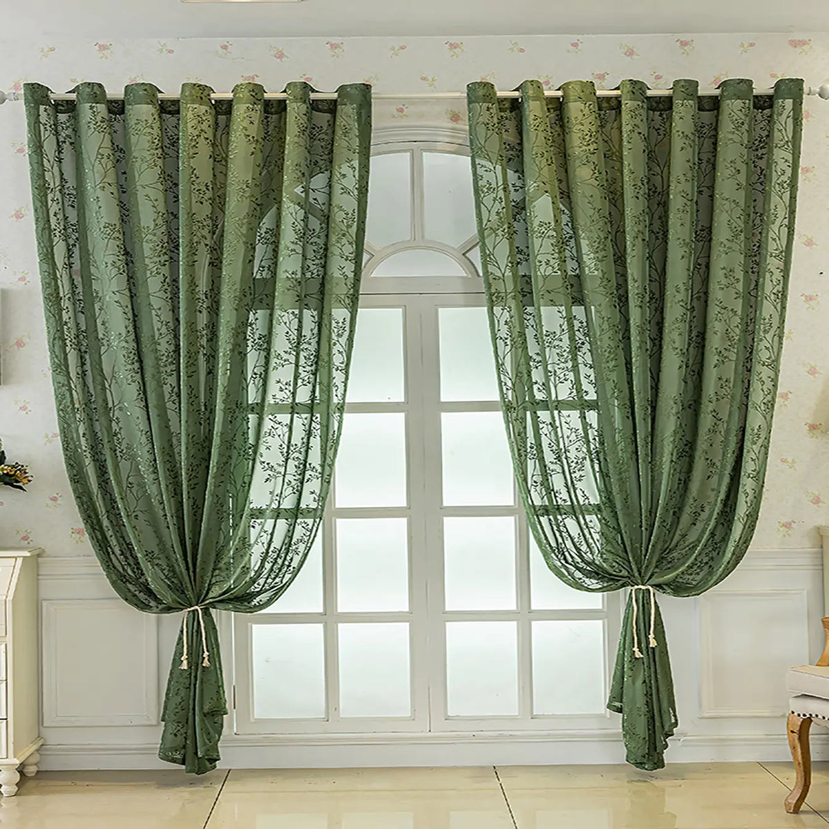 American Luxury Embroidered Vintage Window Curtains