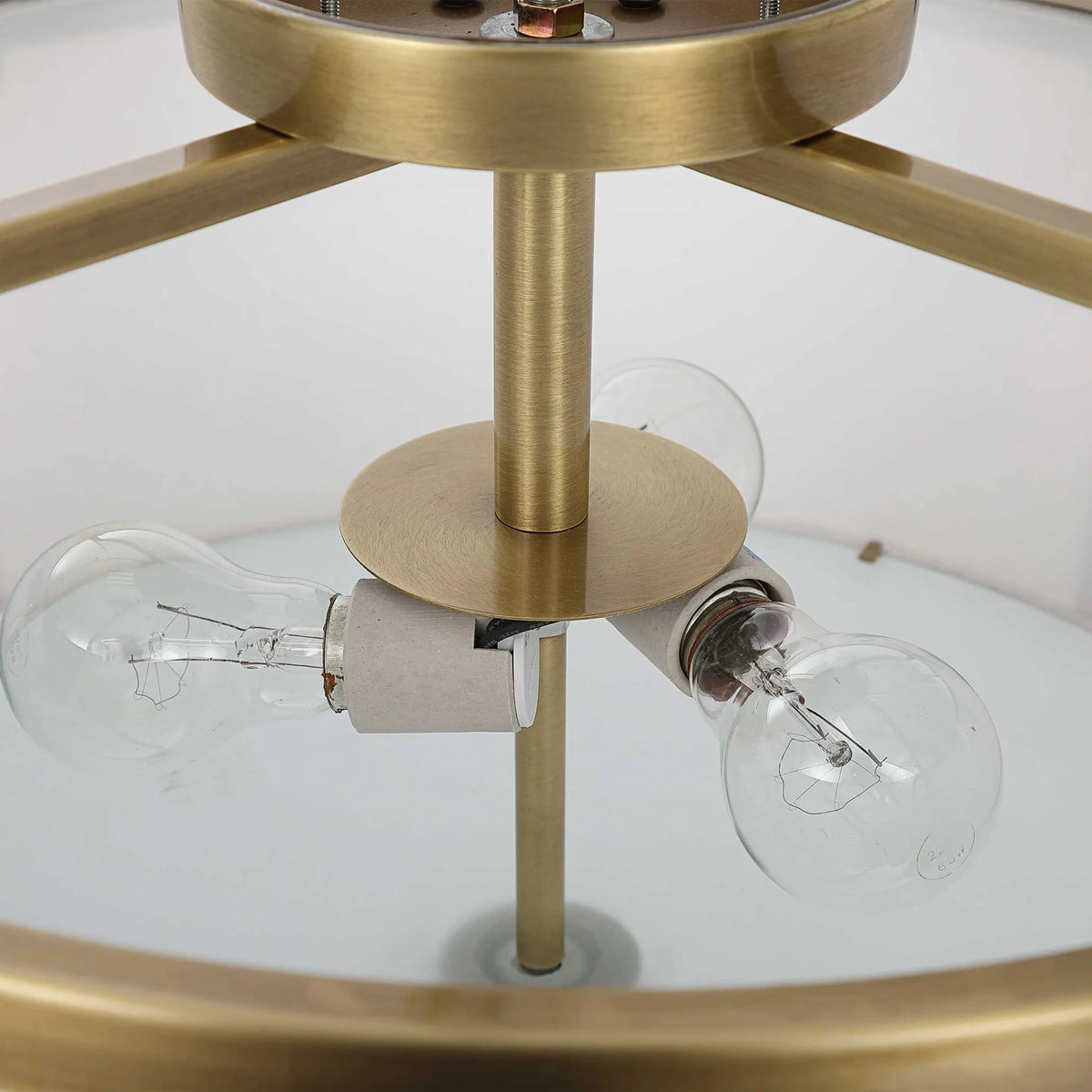 Brass 3 Light Semi Flush