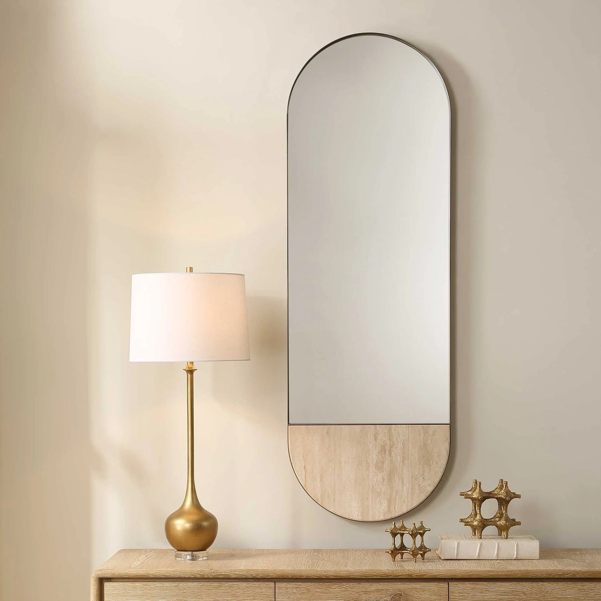 Travertine Oval Mirror